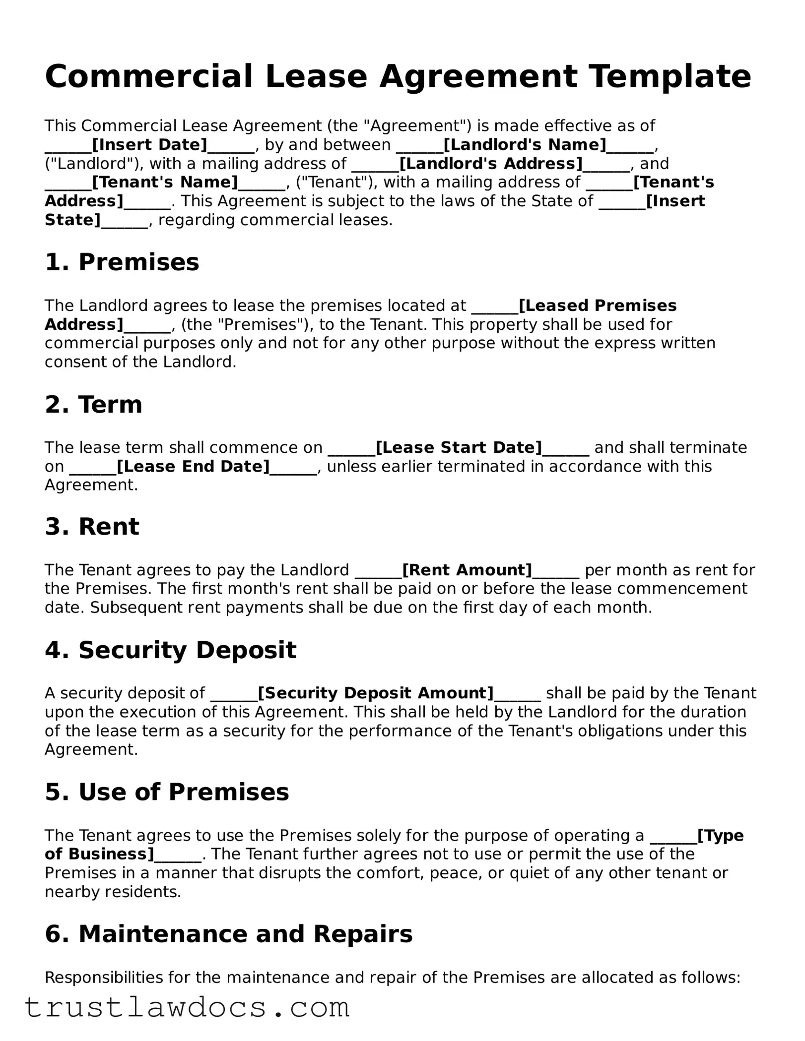 Official Commercial Lease Agreement Document