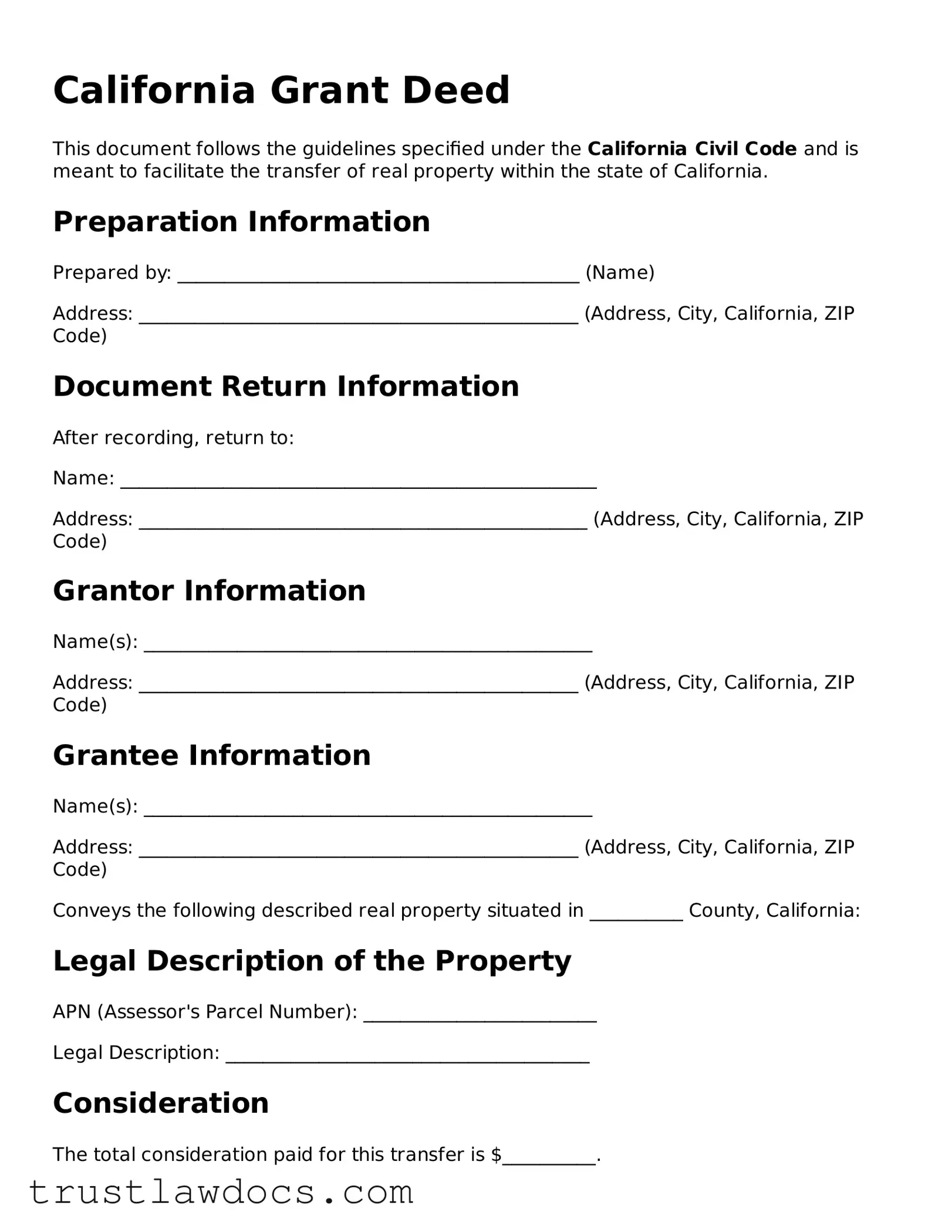 Free  Deed Form for California