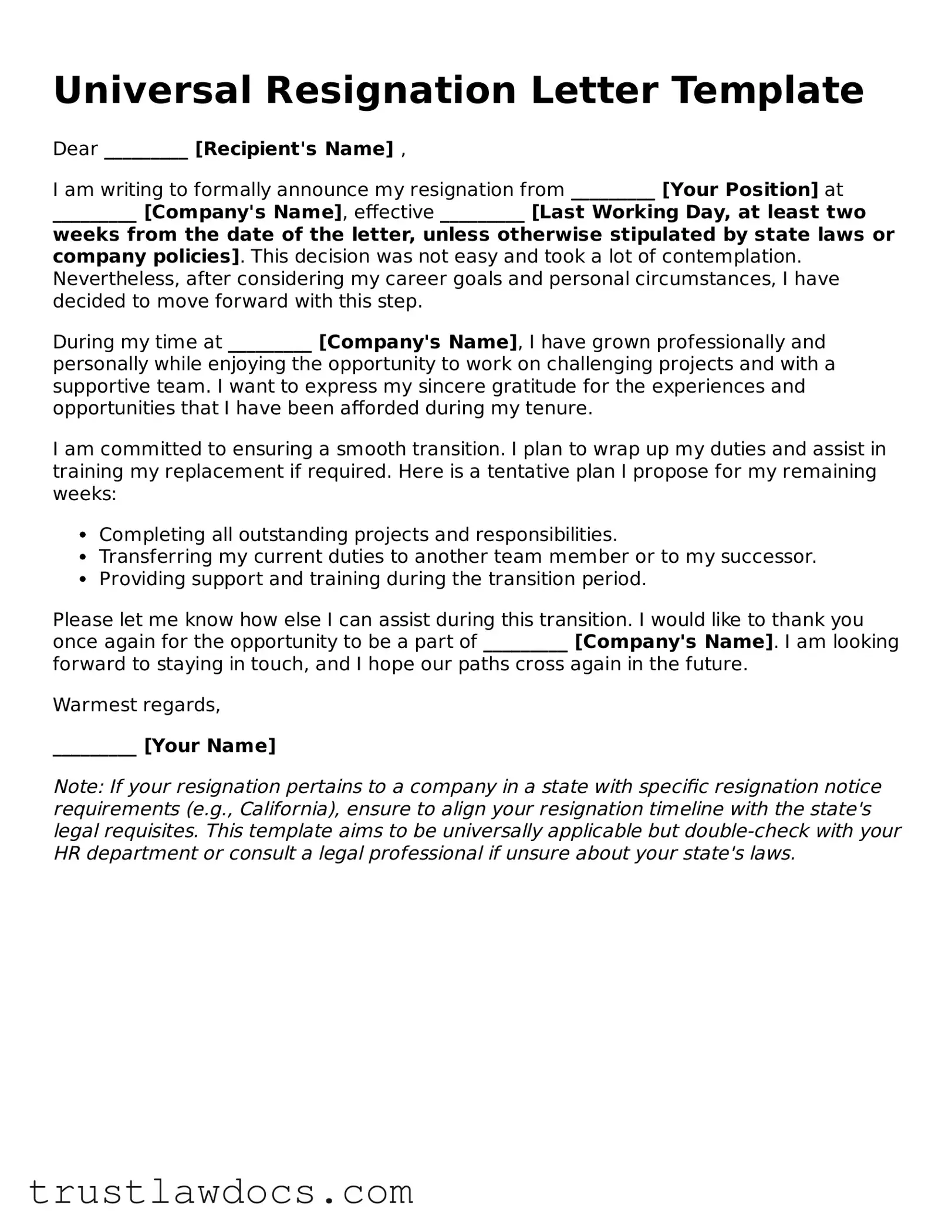 Official Resignation Letter Document