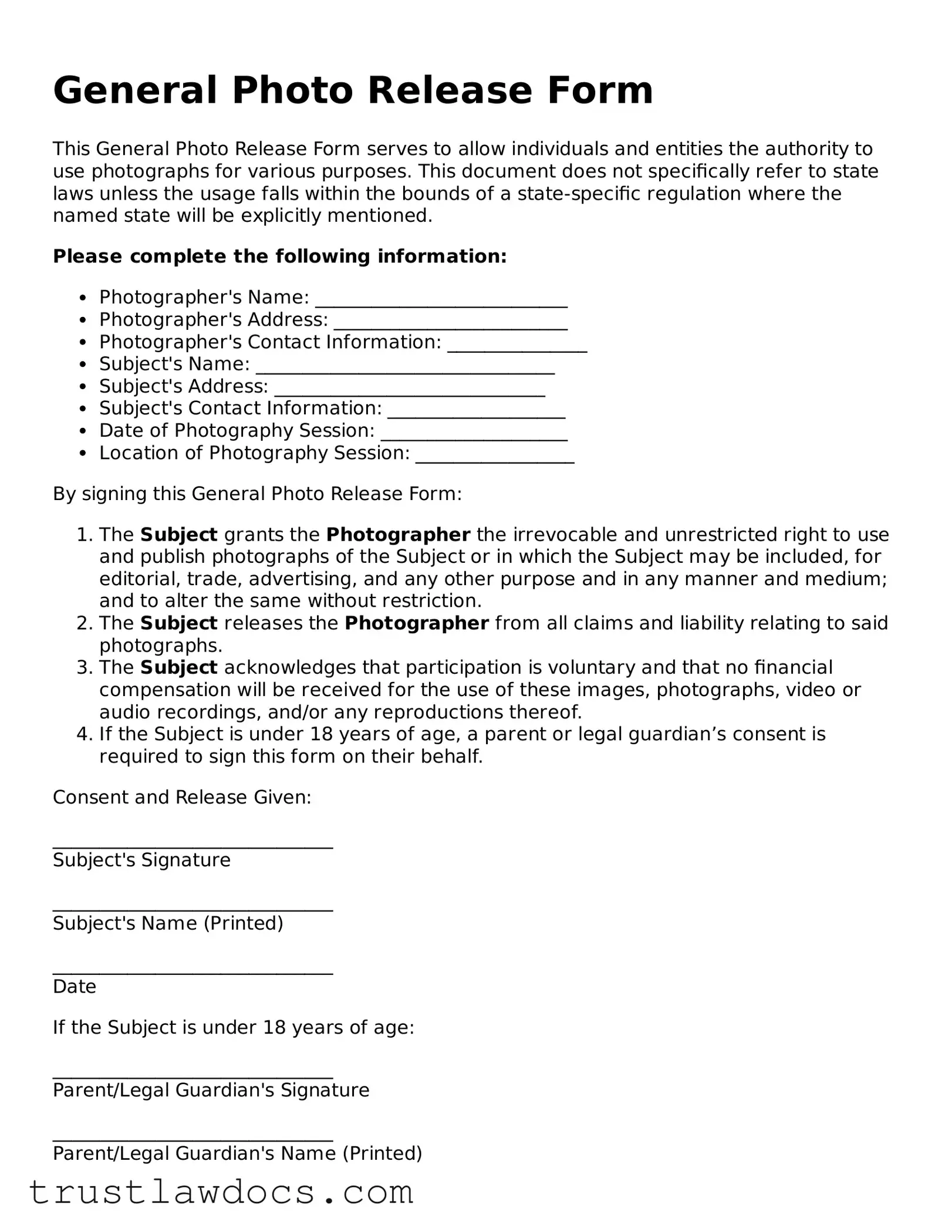 Official General Photo Release Document