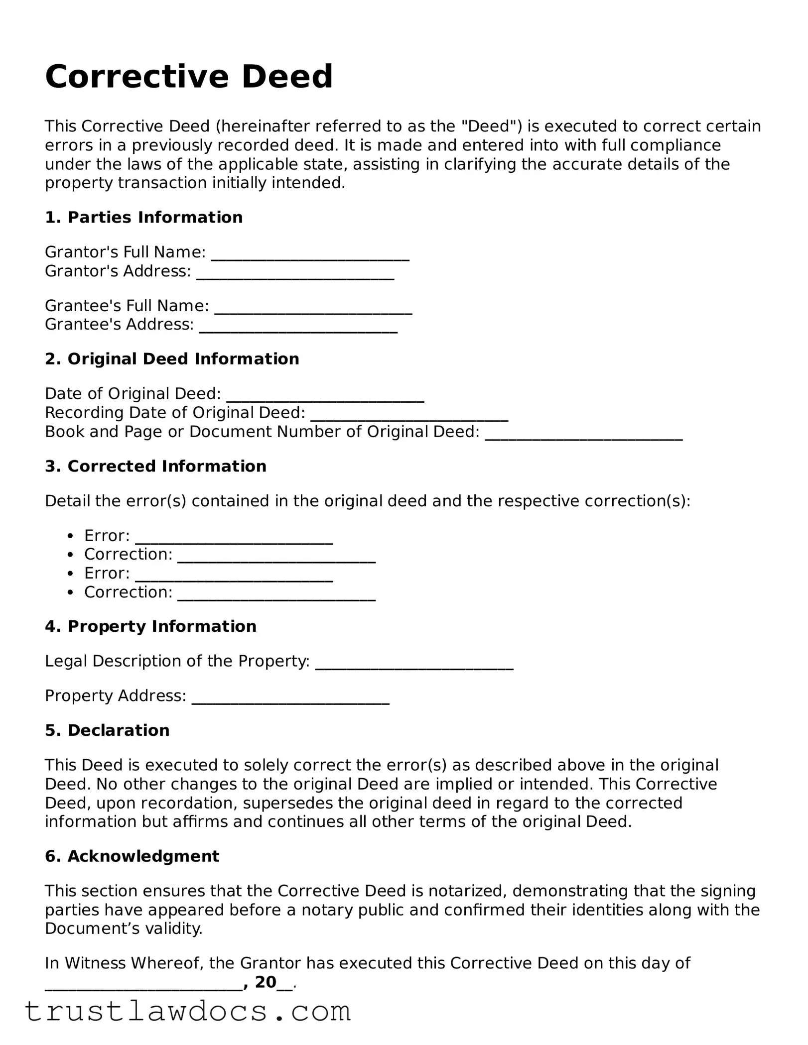 Official Corrective Deed Document