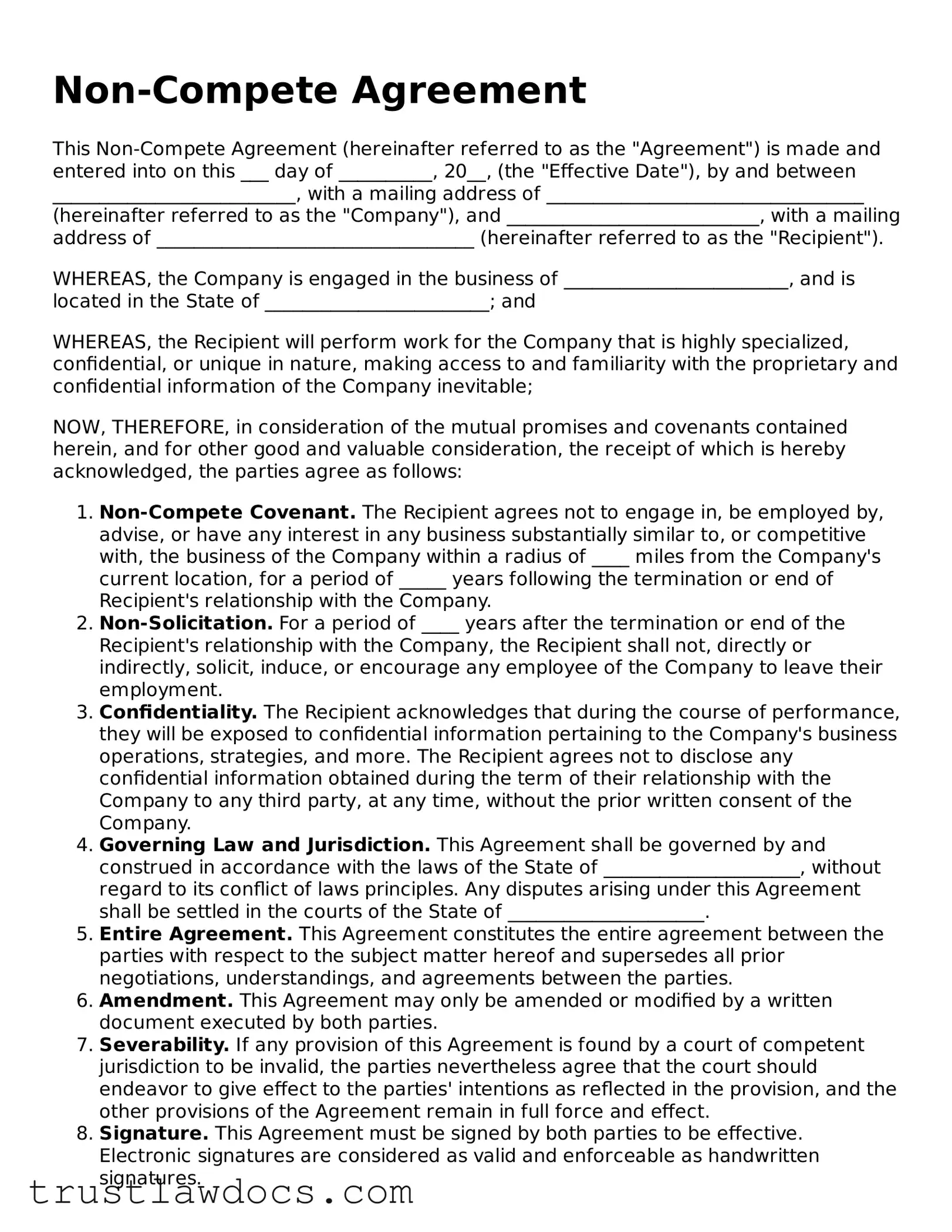 Official Non-compete Agreement Document