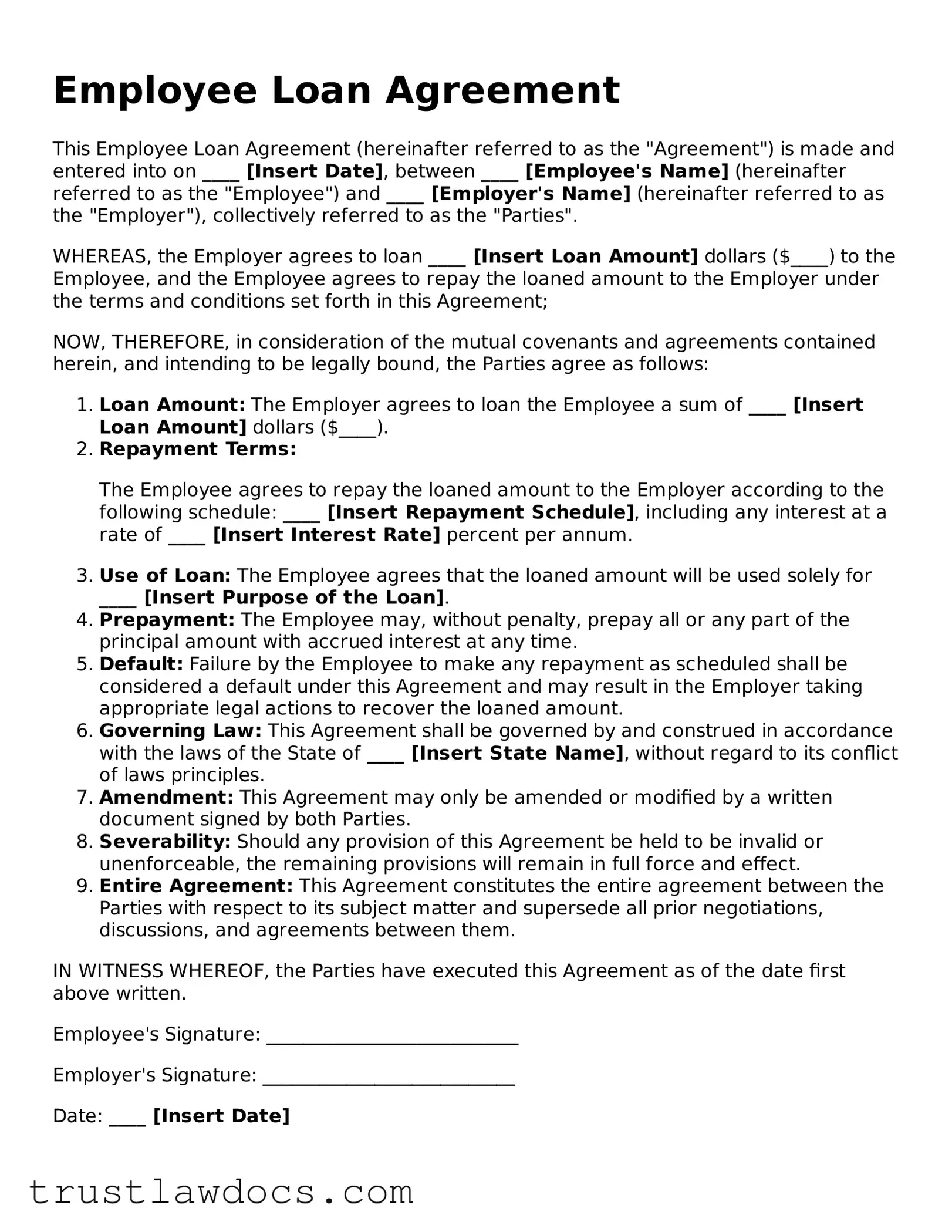 Official Employee Loan Agreement Document