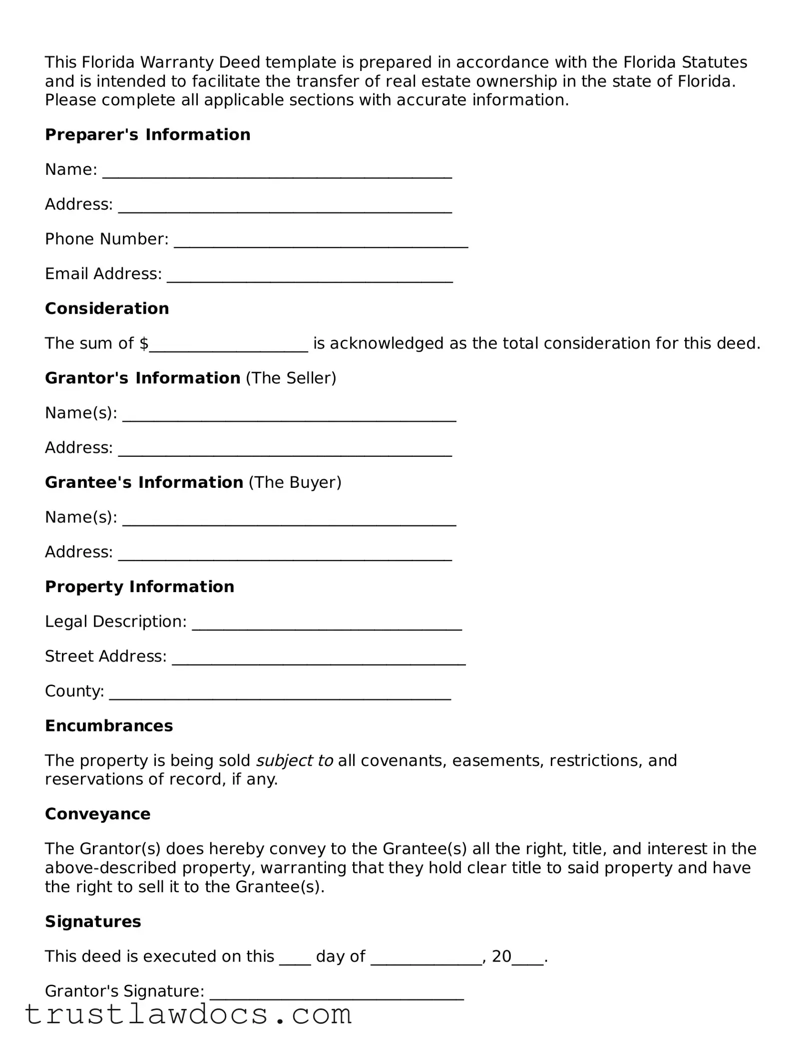 Free  Deed Form for Florida