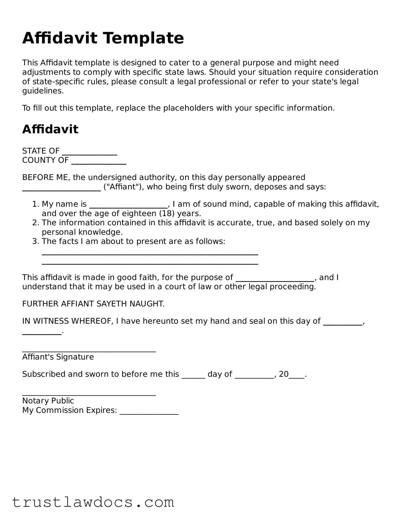 Official Affidavit Document