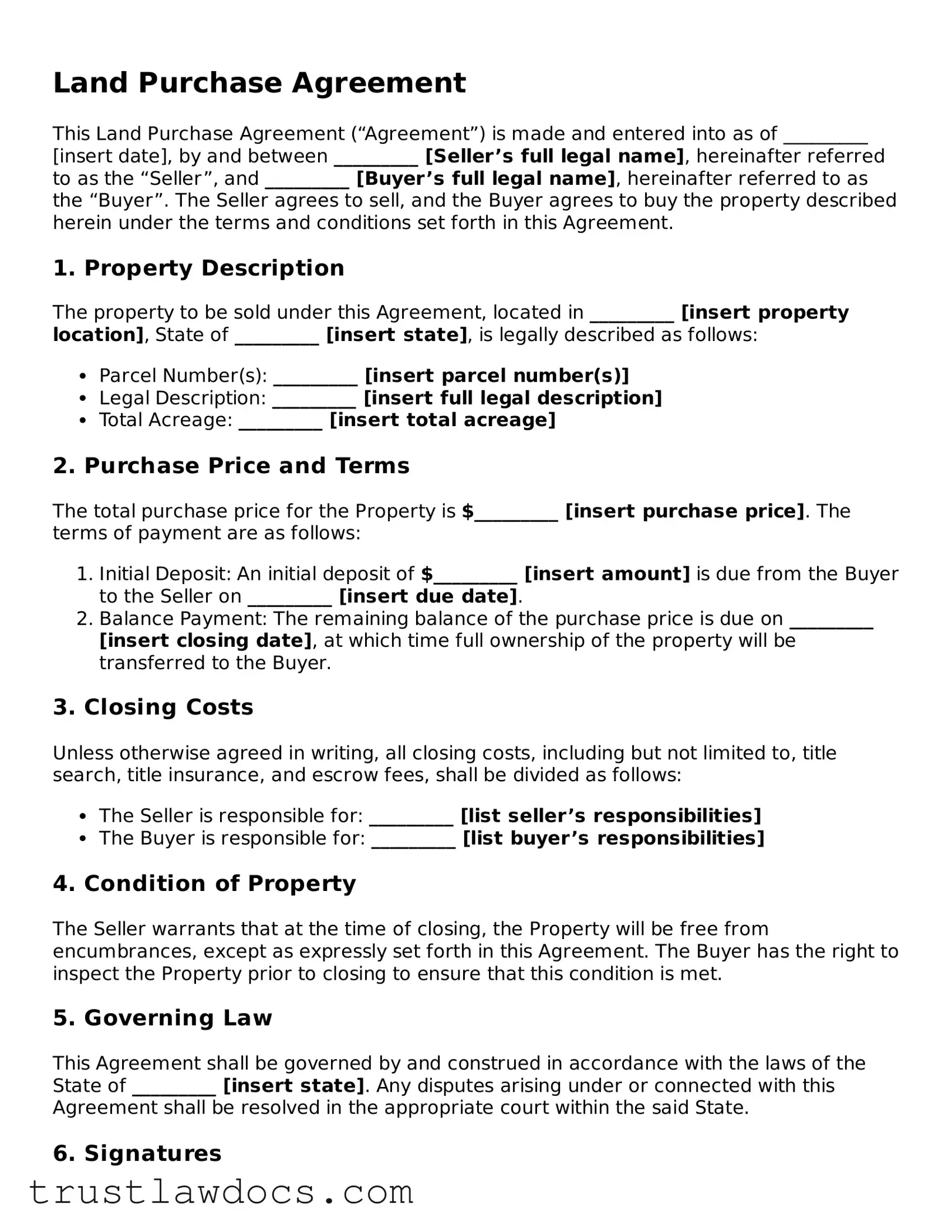 Official Land Purchase Agreement Document