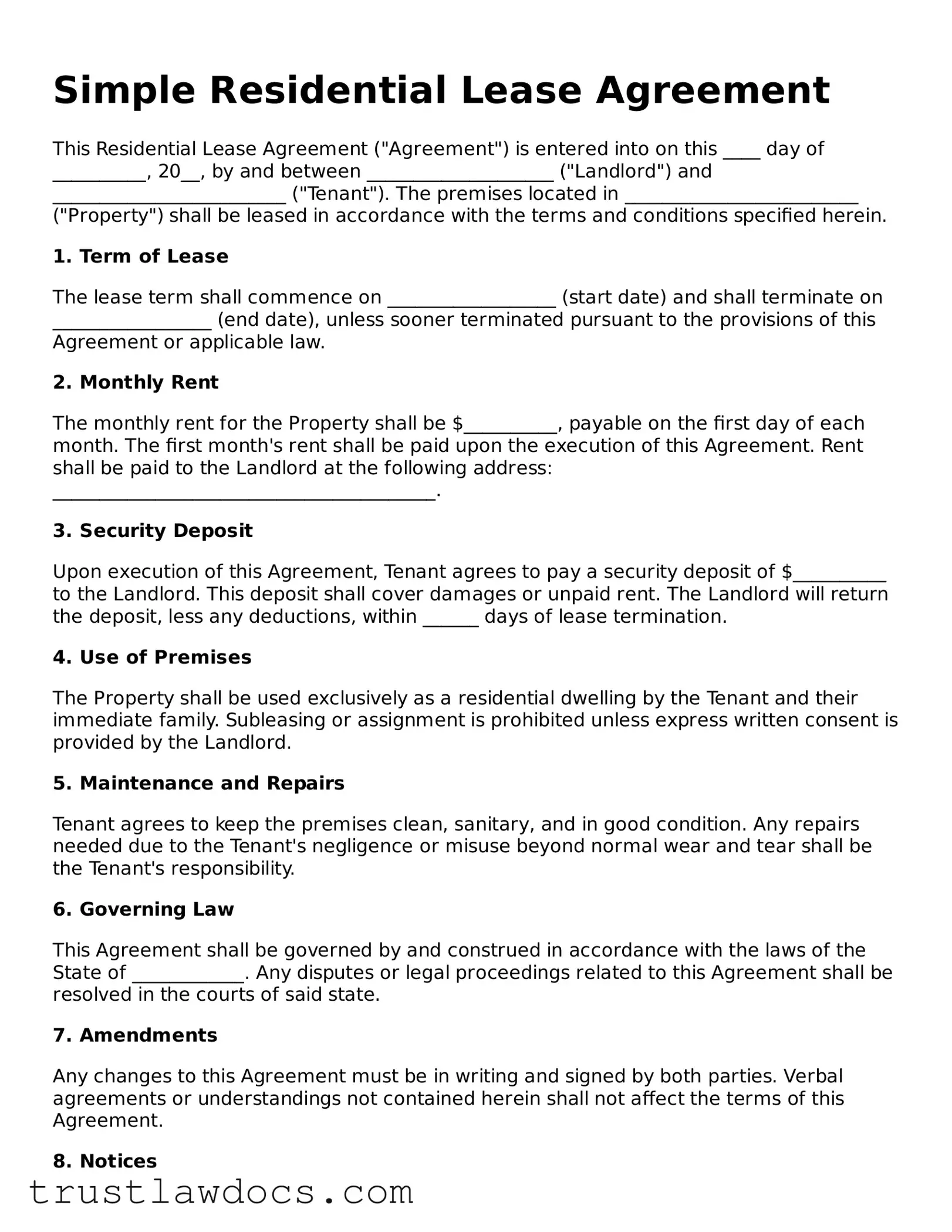 Official Residential Lease Agreement Document