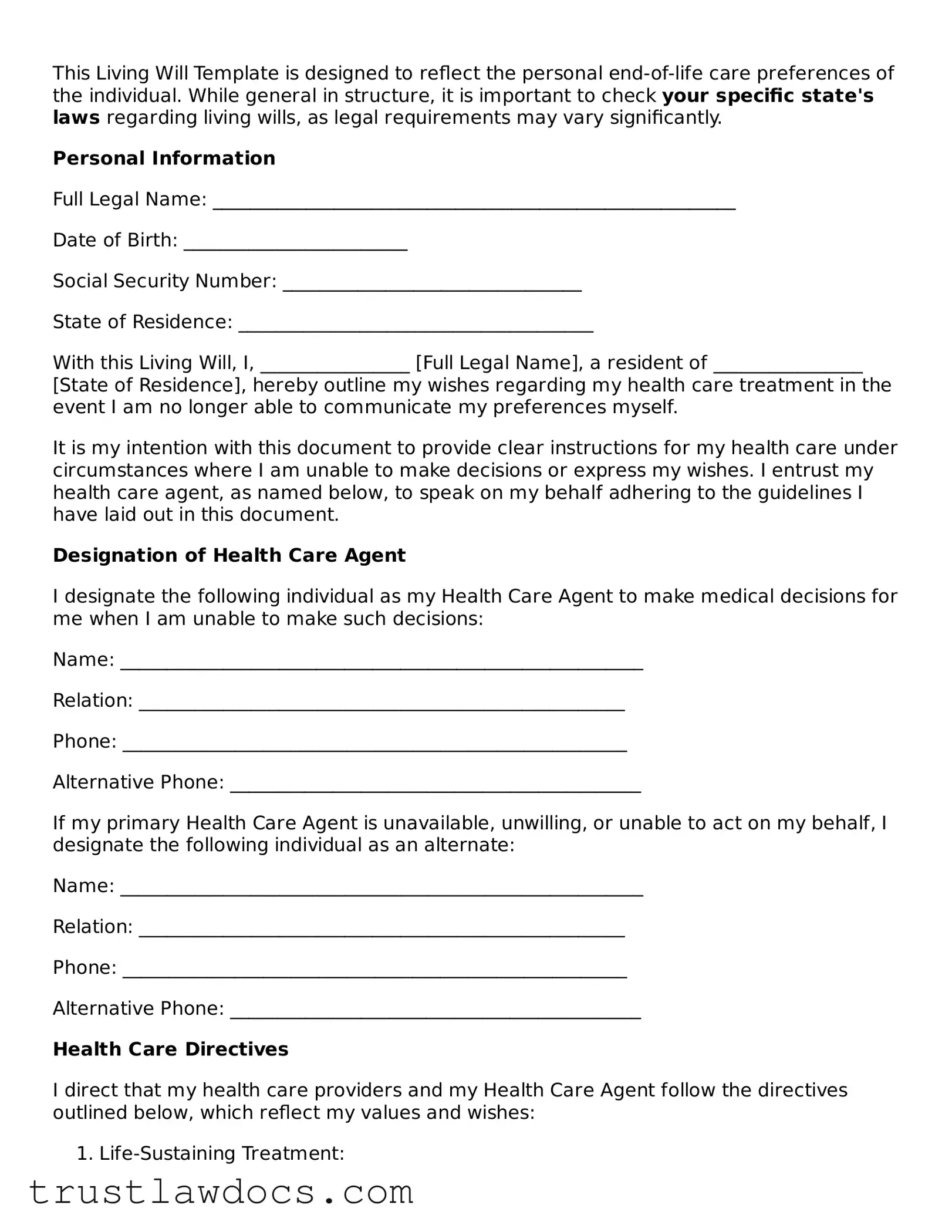 Official Living Will Document