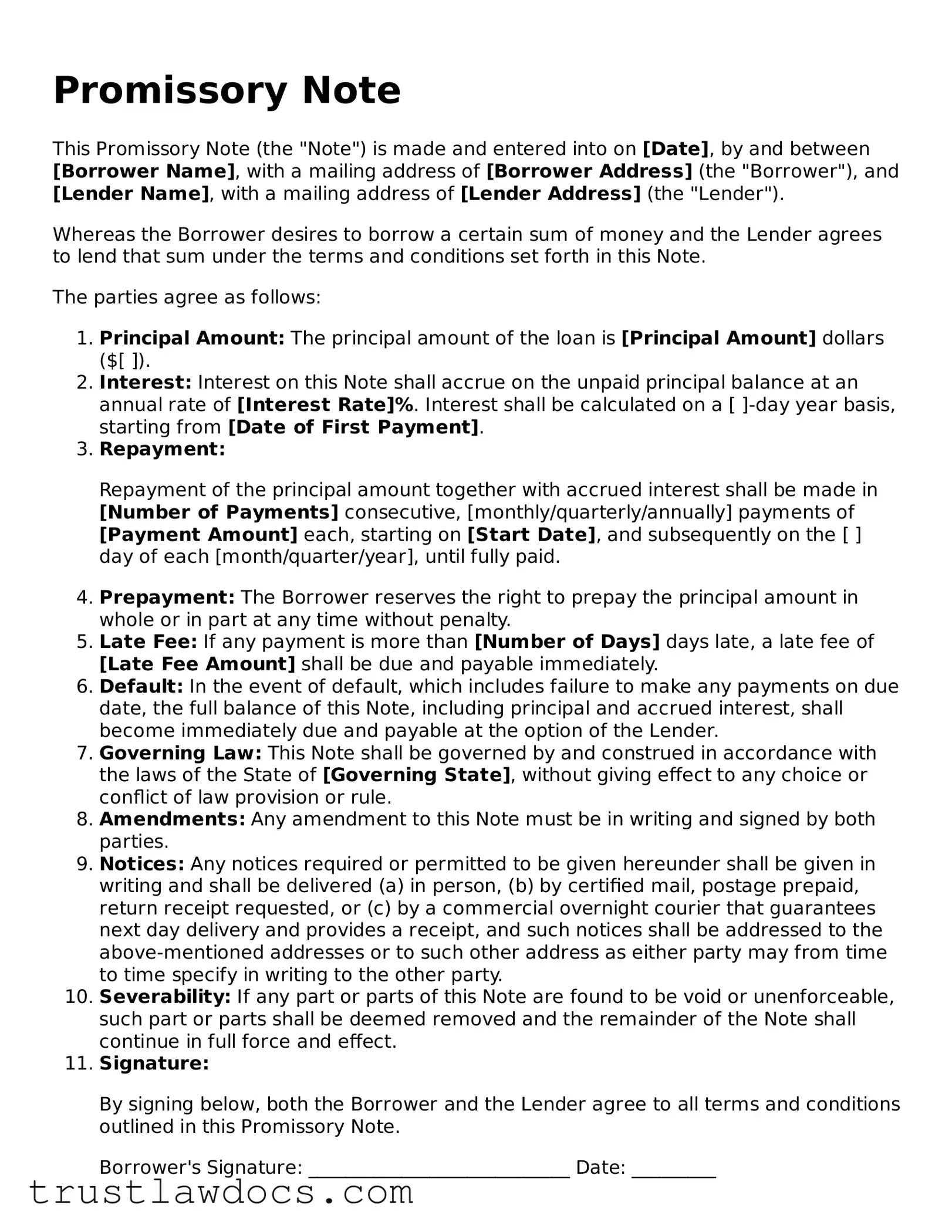 Official Promissory Note Document