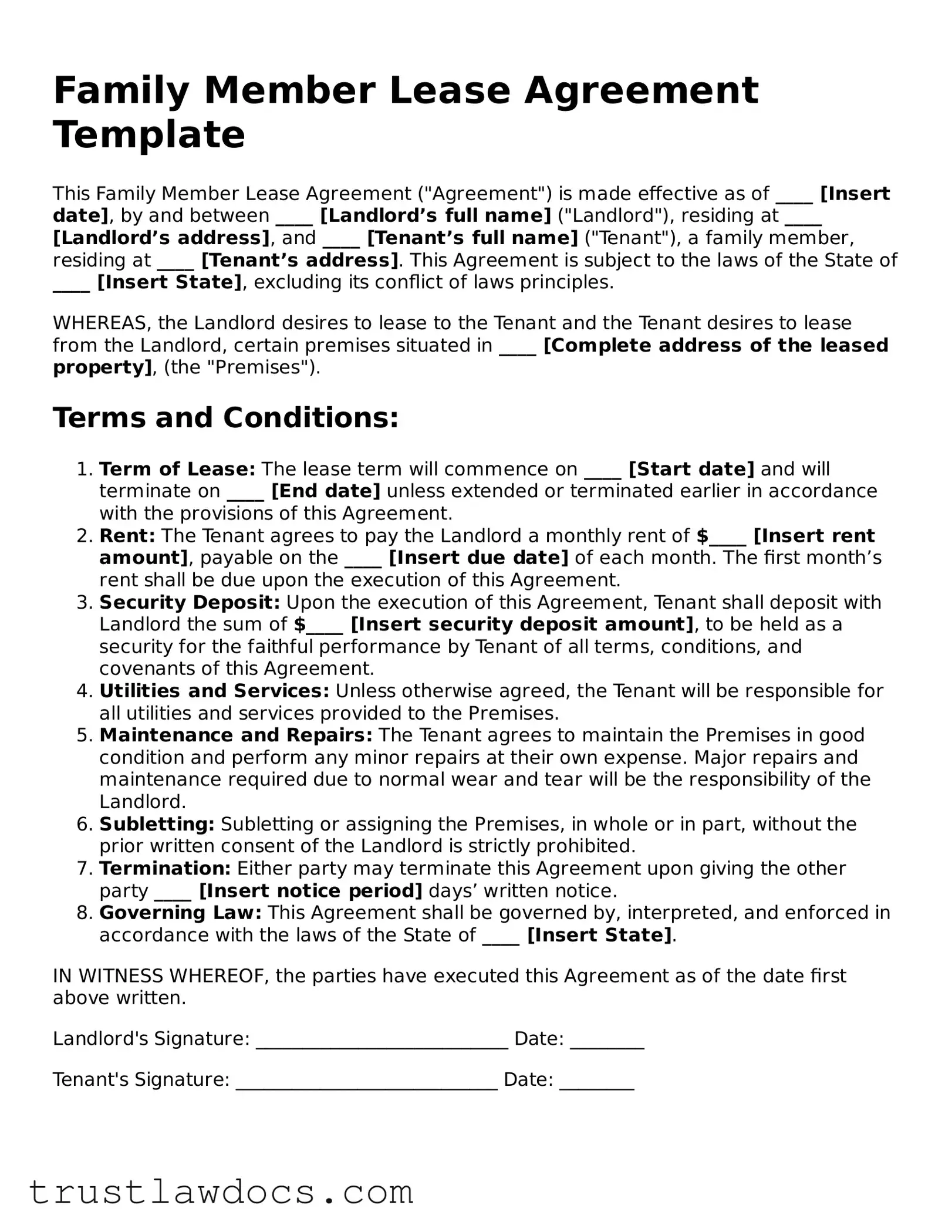Official Family Member Lease Agreement Document