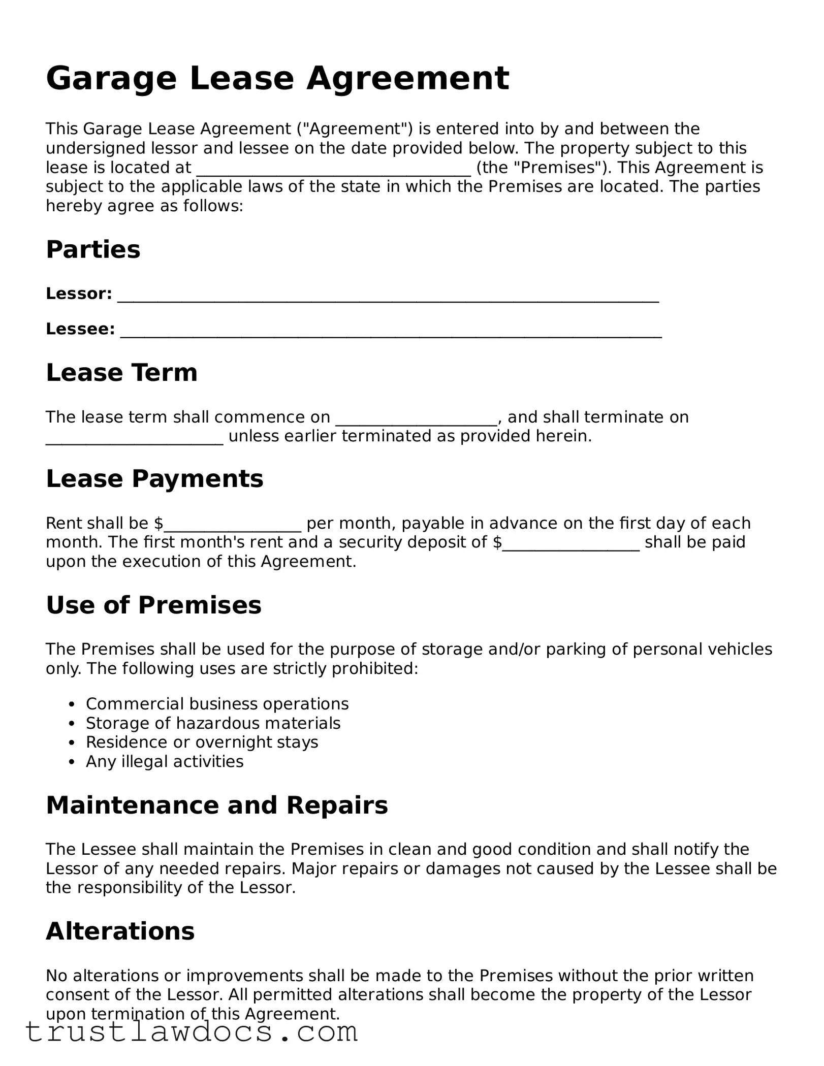 Official Garage Lease Agreement Document