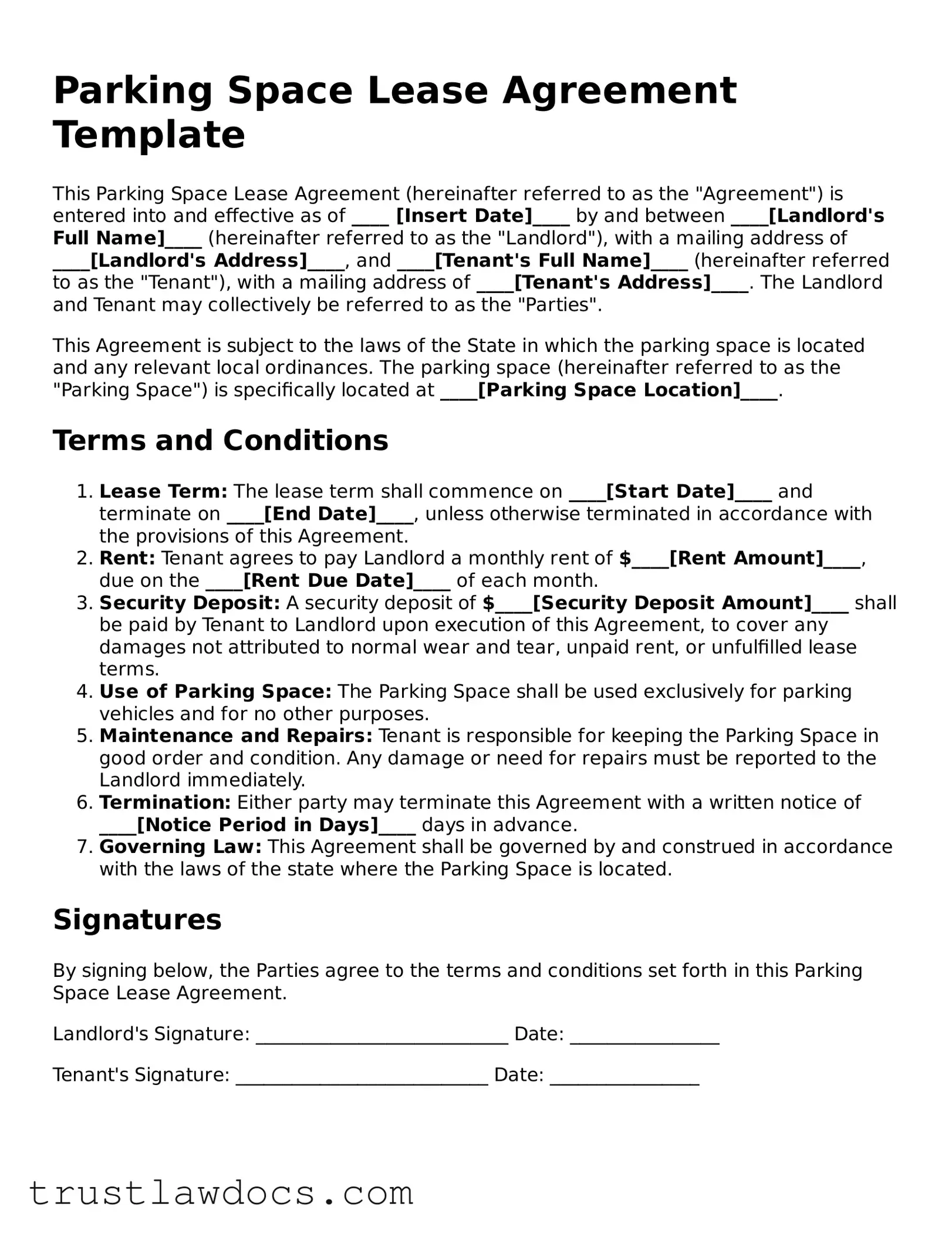 Official Parking Space Lease Agreement Document