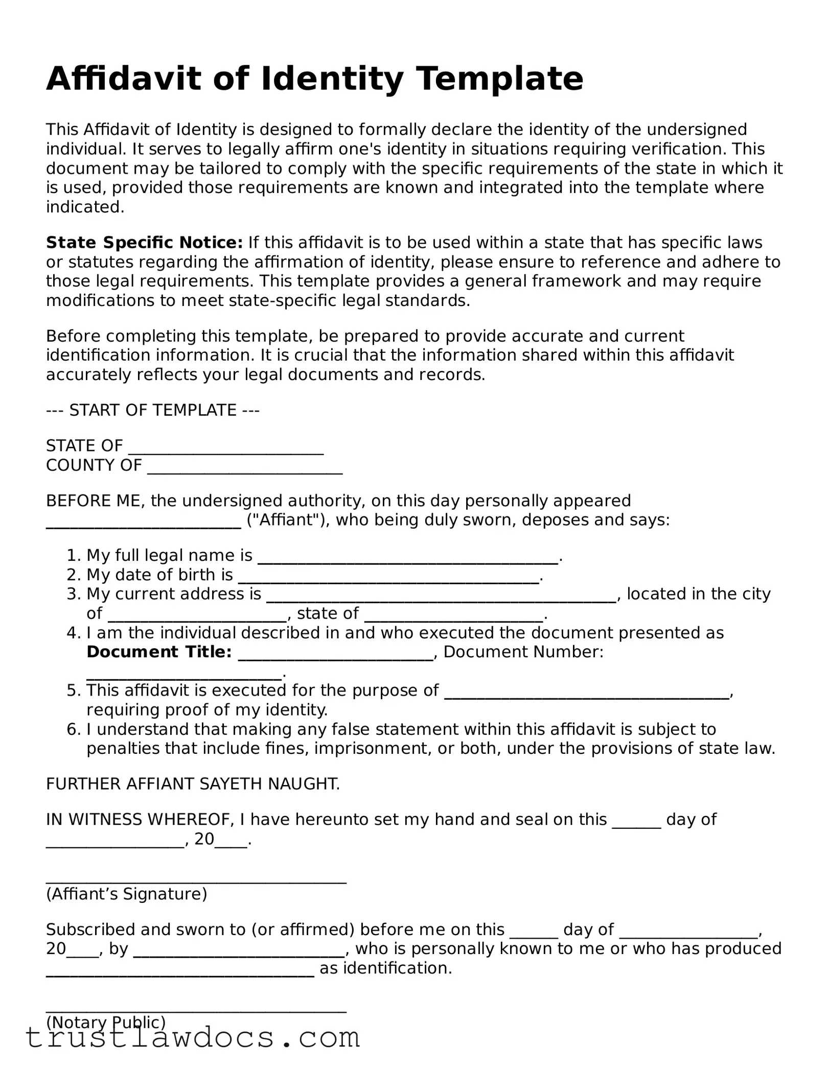 Official Affidavit of Identity Document