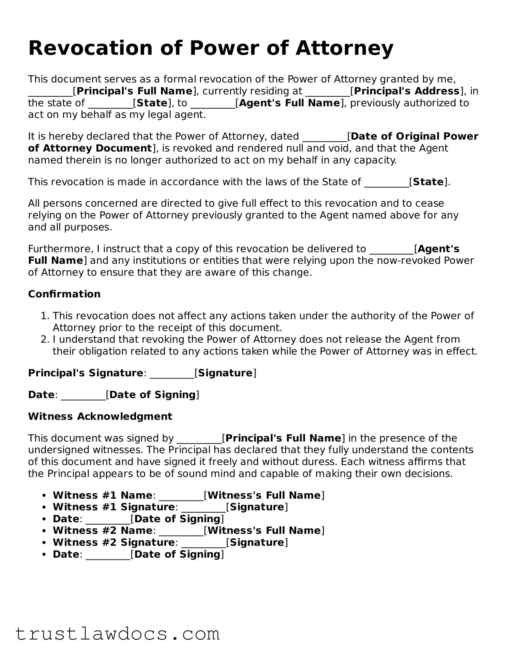 Official Revocation of Power of Attorney Document