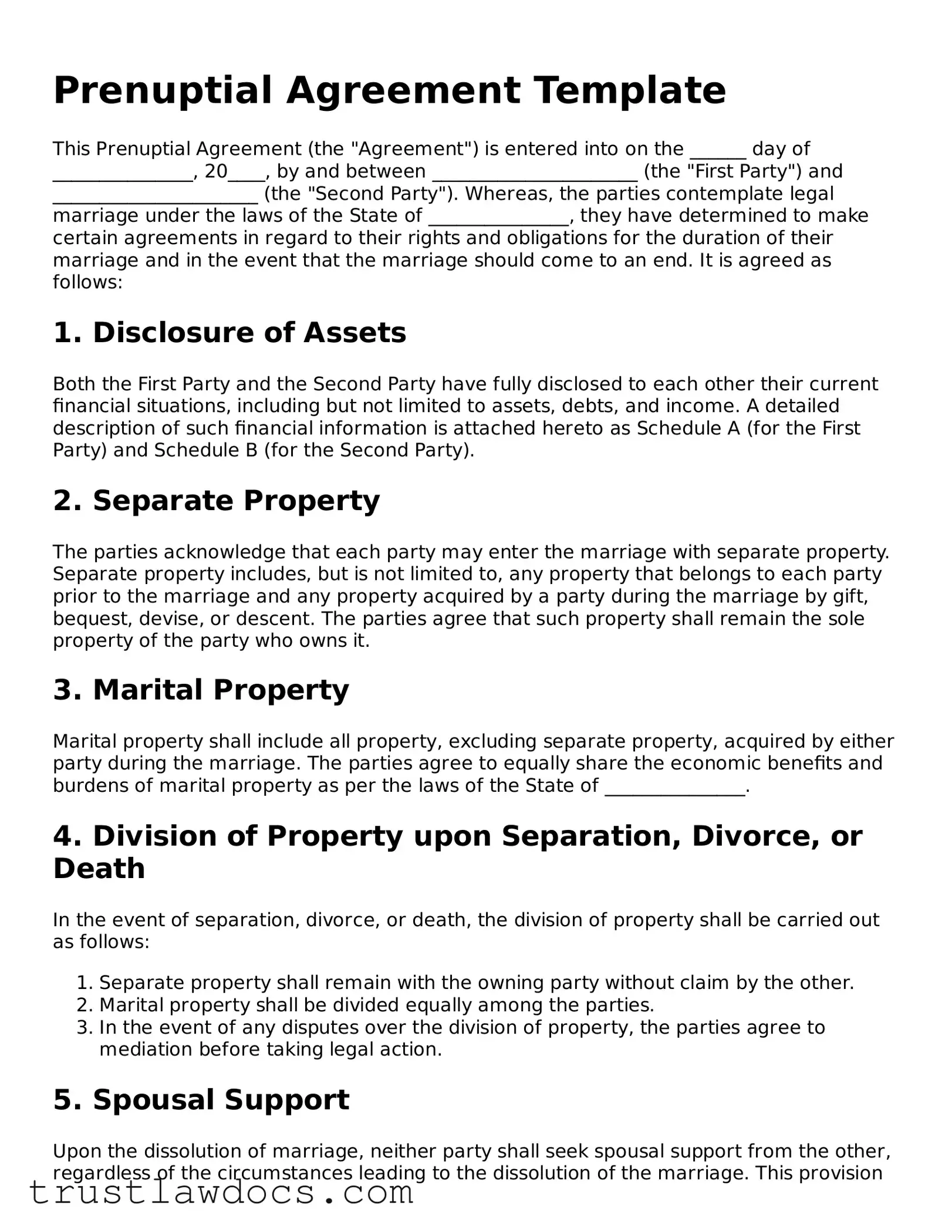 Official Prenuptial Agreement Document