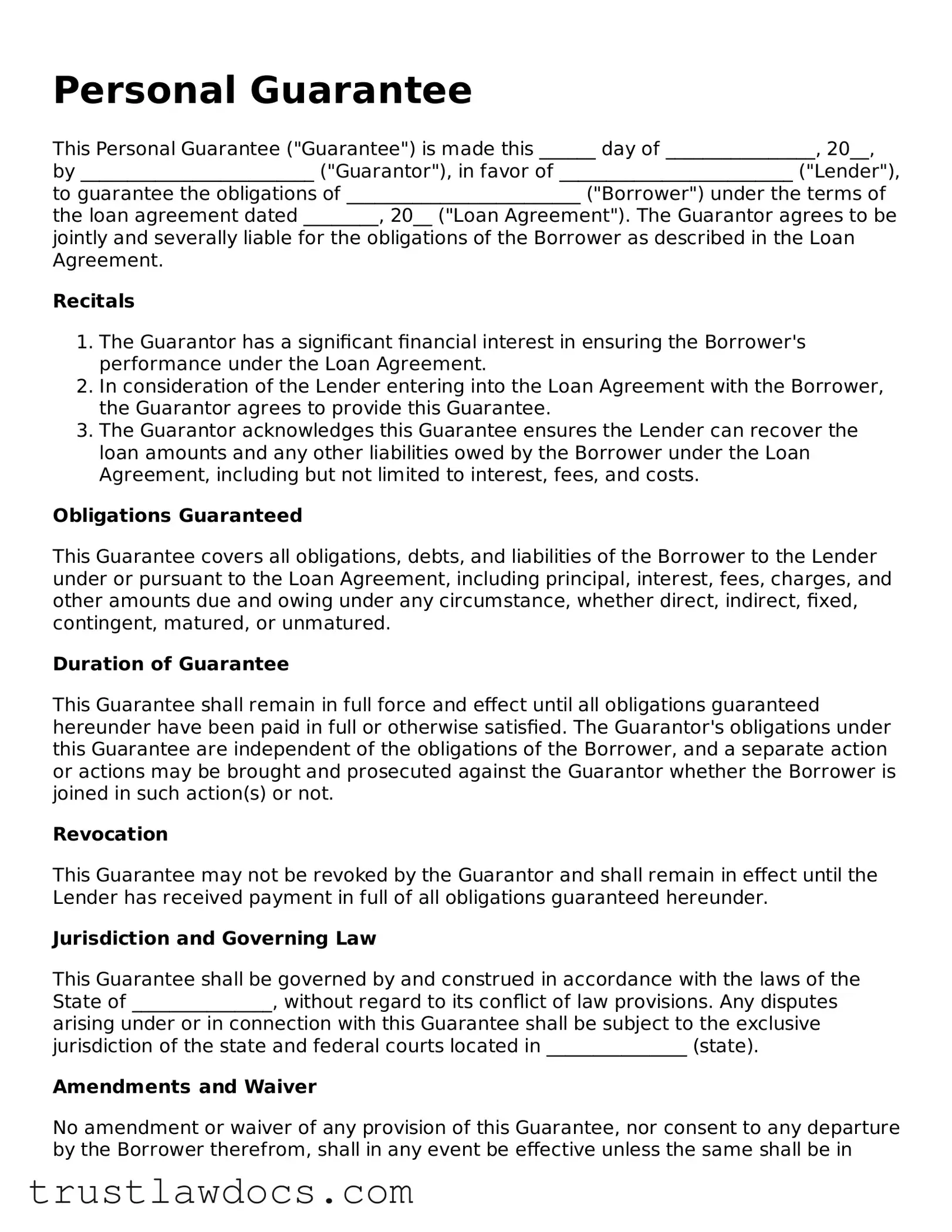 Official Personal Guarantee Document
