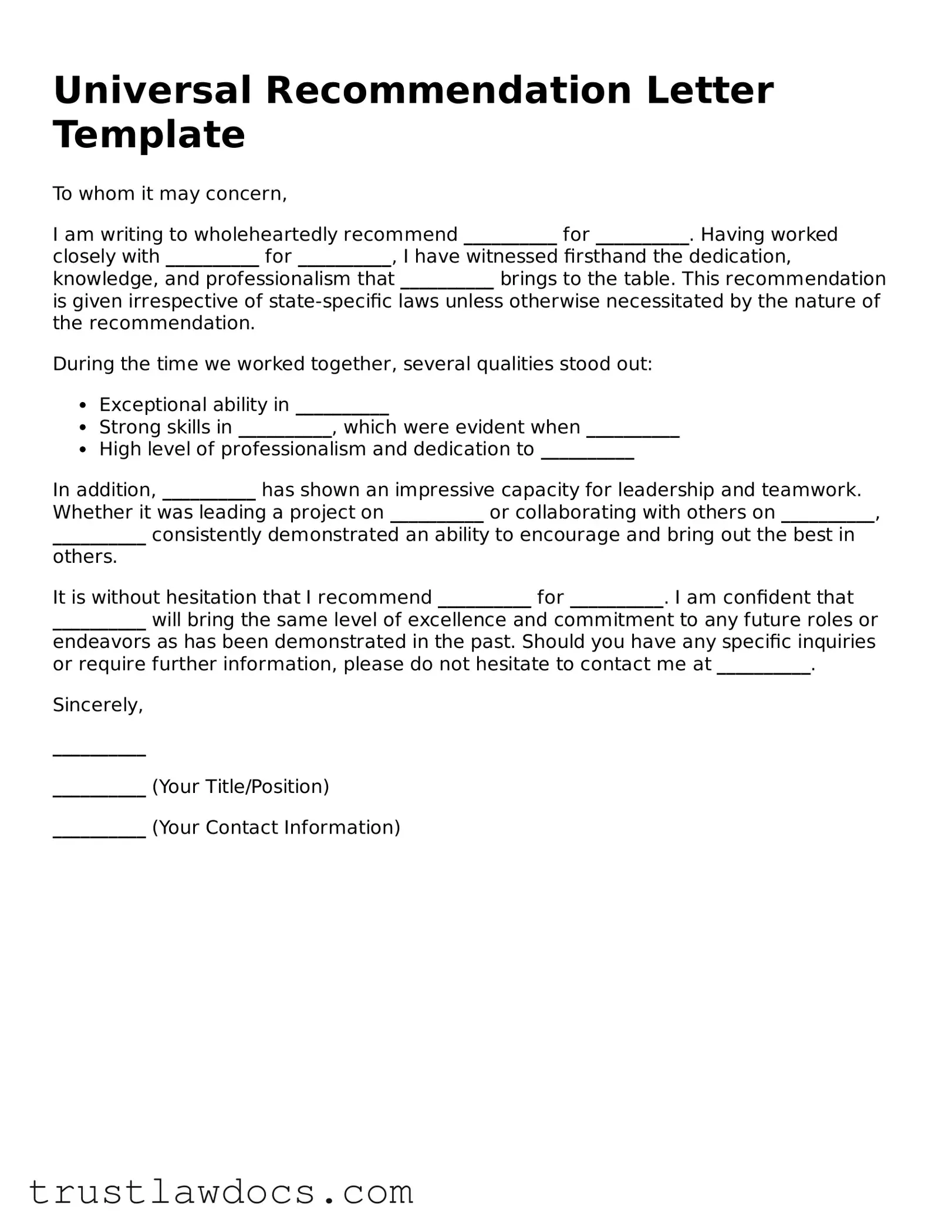 Official Recommendation Letter Document