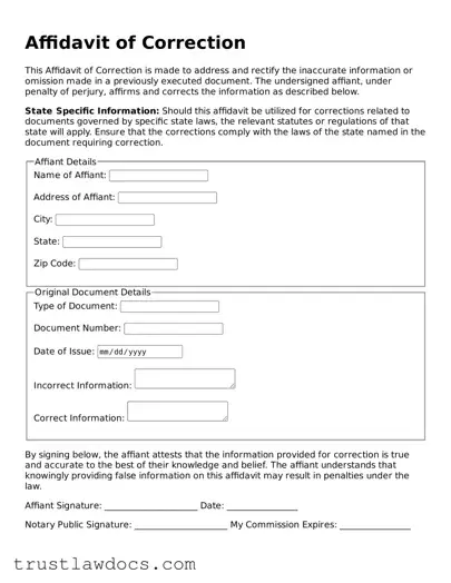 Official Affidavit of Correction Document
