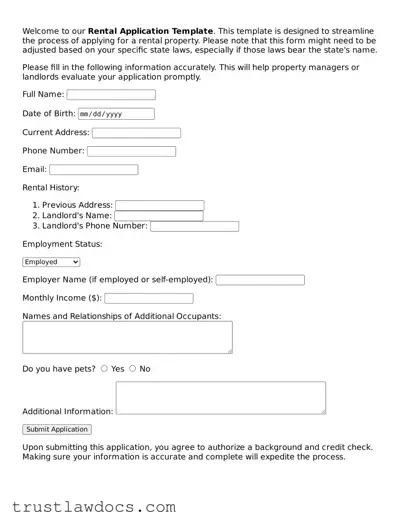 Official Rental Application Document