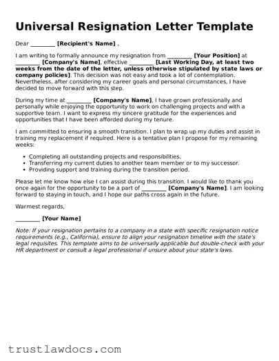 Official Resignation Letter Document