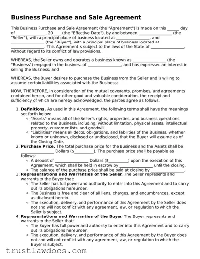 Official Business Purchase and Sale Agreement Document