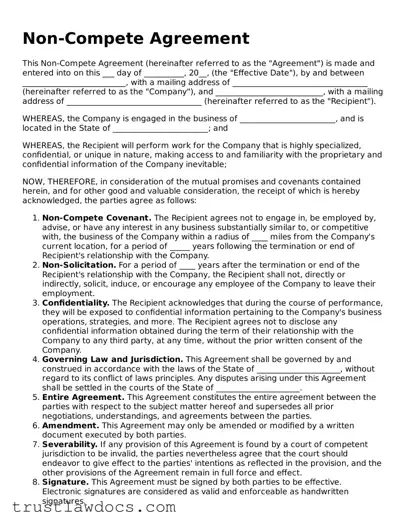 Official Non-compete Agreement Document