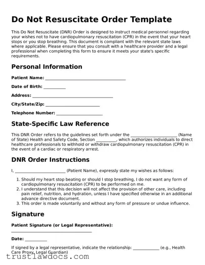 Official Do Not Resuscitate Order Document