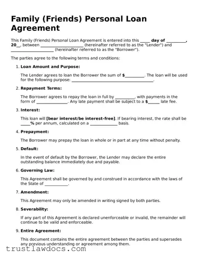 Official Family (Friends) Personal Loan Agreement Document