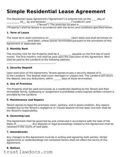 Official Residential Lease Agreement Document