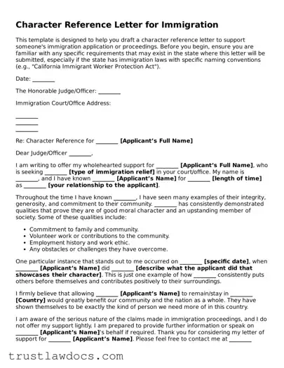 Official Character Reference Letter for Immigration Document