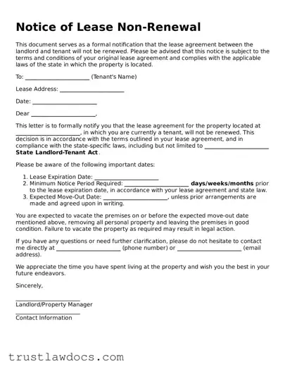 Official Notice of Lease Non-Renewal Document