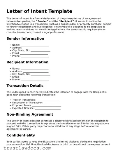 Official Letter of Intent Document
