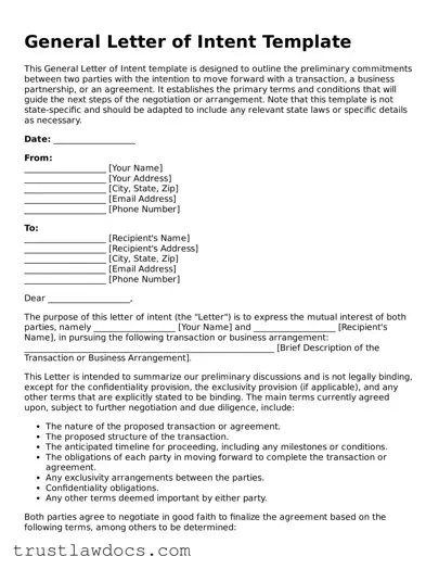 Official Letter of Intent Document