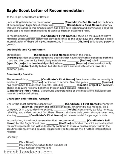 Official Eagle Scout Letter of Recommendation Document