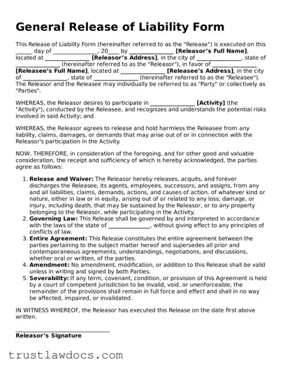 Official General Release and Waiver Document