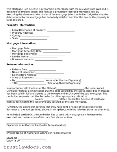 Official Mortgage Lien Release Document
