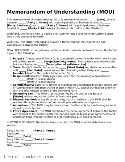 Official Memorandum of Understanding Document