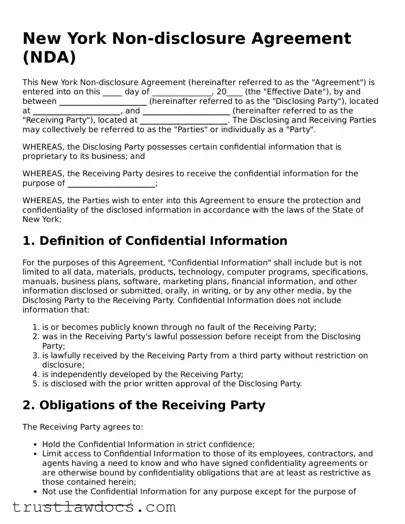 Free  Non-disclosure Agreement Form for New York