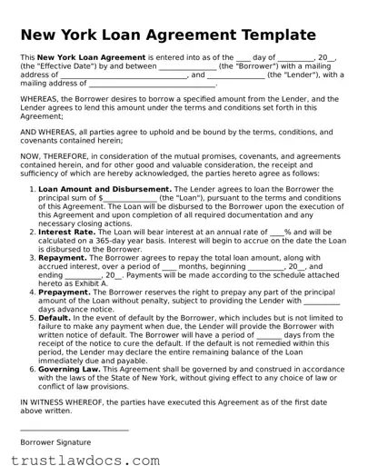 Free  Loan Agreement Form for New York