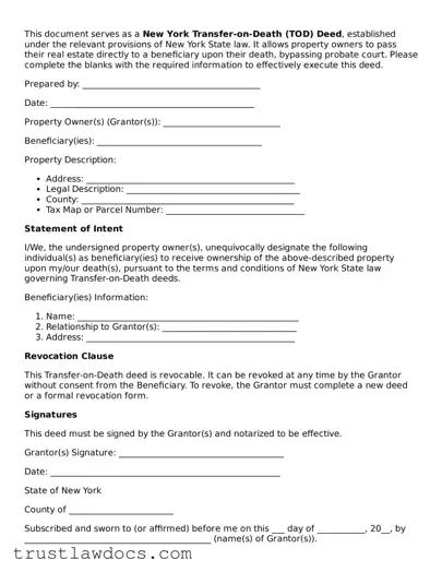 Free  Transfer-on-Death Deed Form for New York