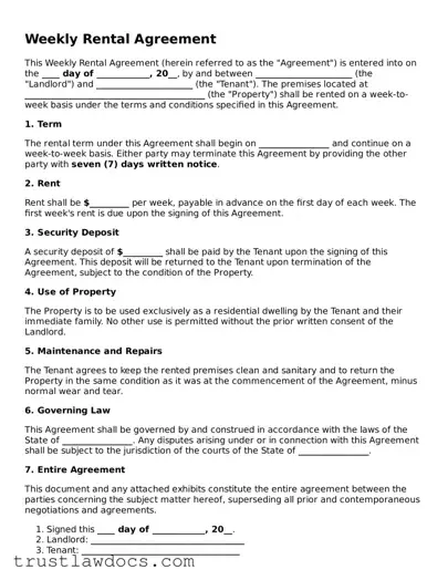 Official Weekly Rental Agreement Document