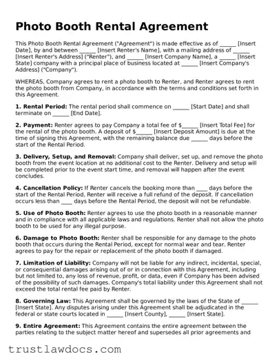 Official Photo Booth Rental Agreement Document