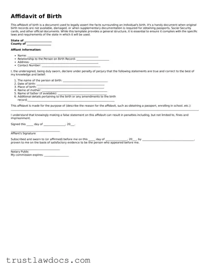 Official Affidavit of Birth Document