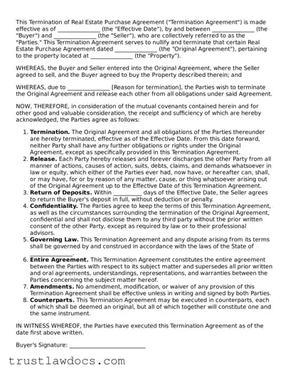 Official Termination of Real Estate Purchase Agreement Document
