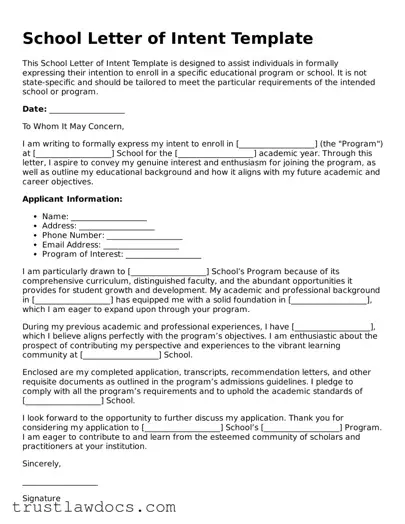 Official School Letter of Intent Document