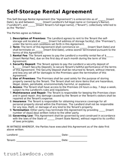Official Self-Storage Rental Agreement Document