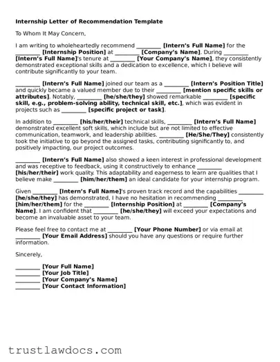 Official Letter of Recommendation for Internship Document