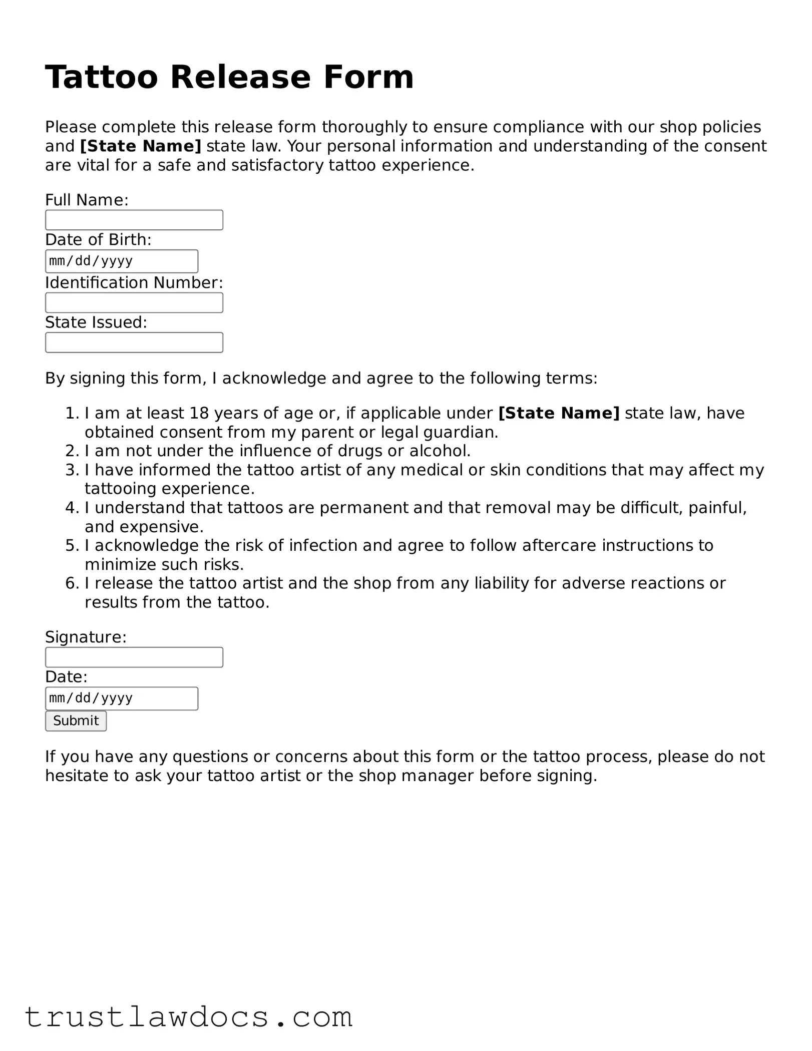 Official Tattoo Release Document