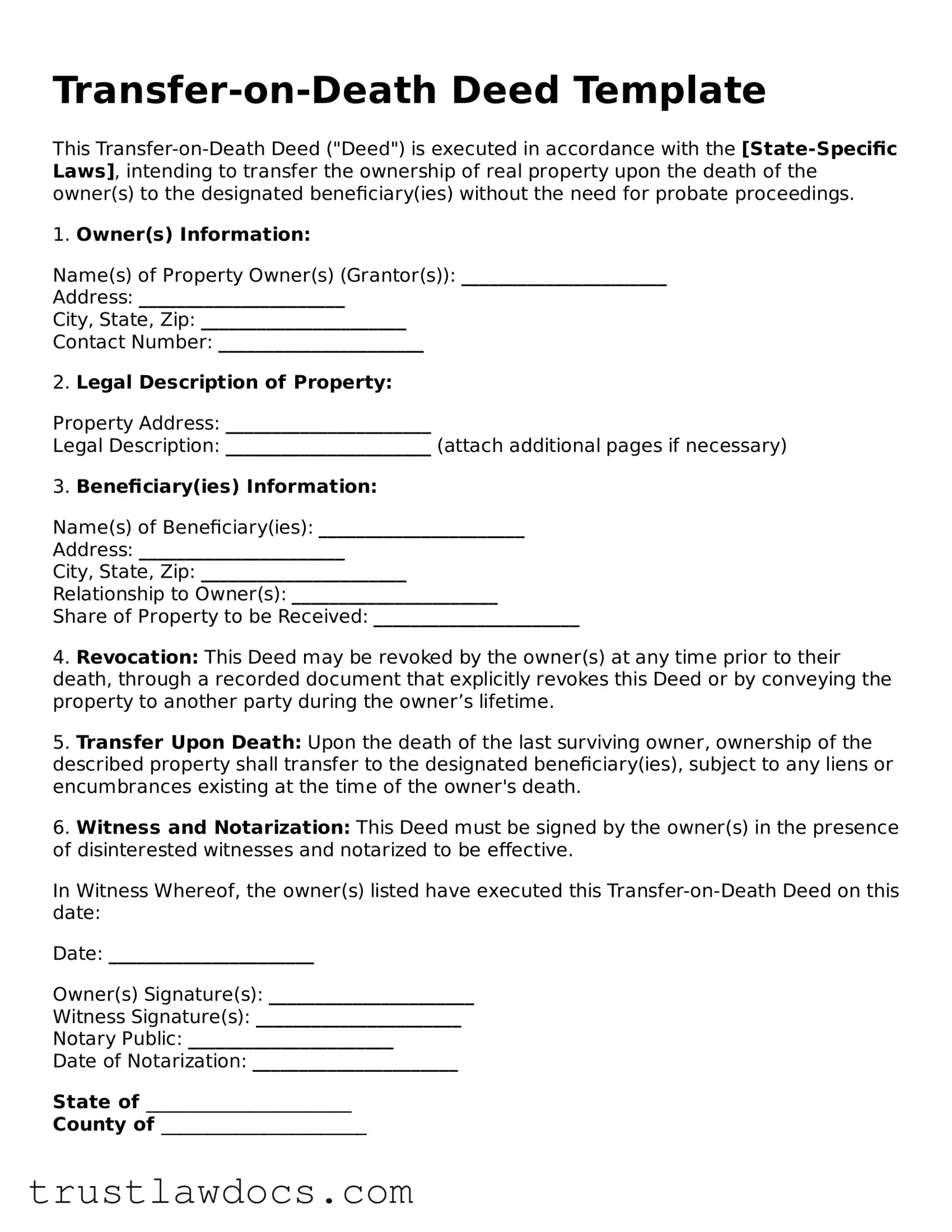 Official Transfer-on-Death Deed Document