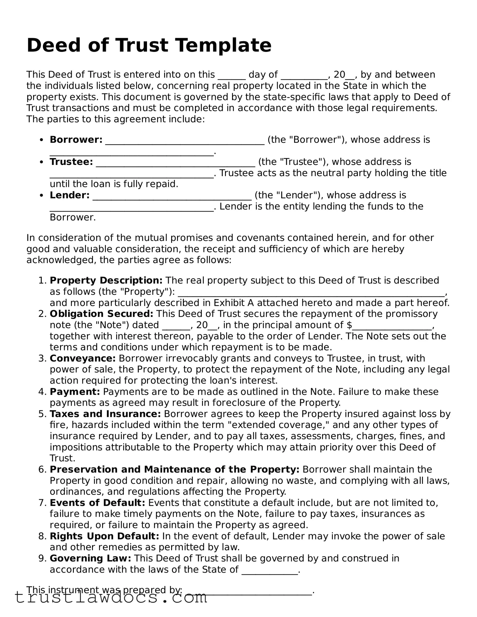 Official Deed of Trust Document